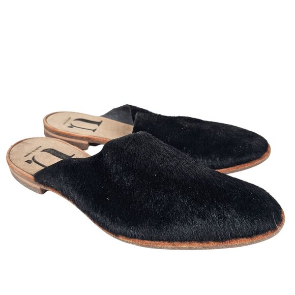 U. Dot Japanese Black Calf Hair Fur Slip-On Flat Mules Shoes Womens‎ 9 - Picture 8 of 10